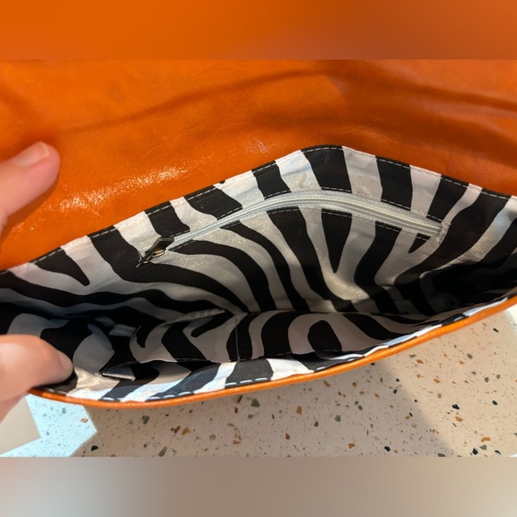 Long‎ Orange Paisley Print Clutch HandBag - Picture 4 of 8